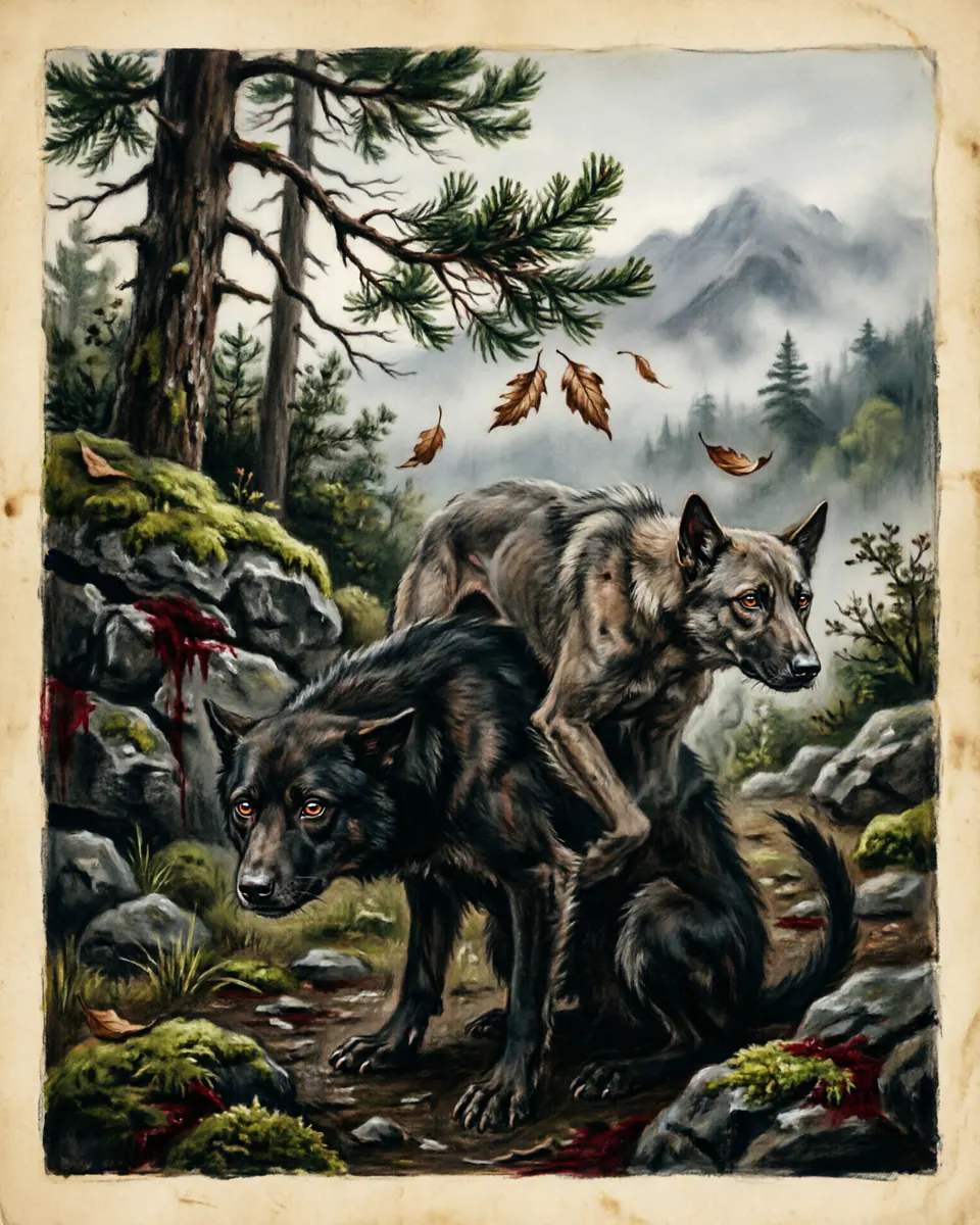 Illustration of Wekufe, a spirits, ghosts & demons figure from Mapuche Lands, Chile / Argentina, showing Not one fixed body, but a harmful presence that may appear as shadow, animal, deformity, or invisible pressure.